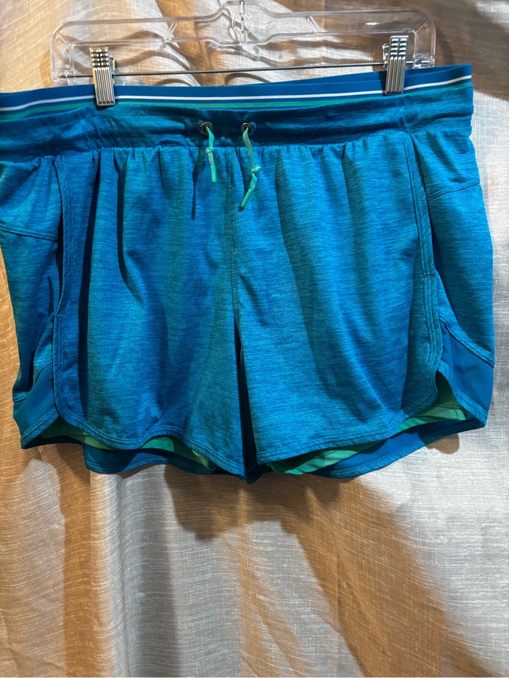 Avia Teal Layered Athletic Shorts with Drawstring